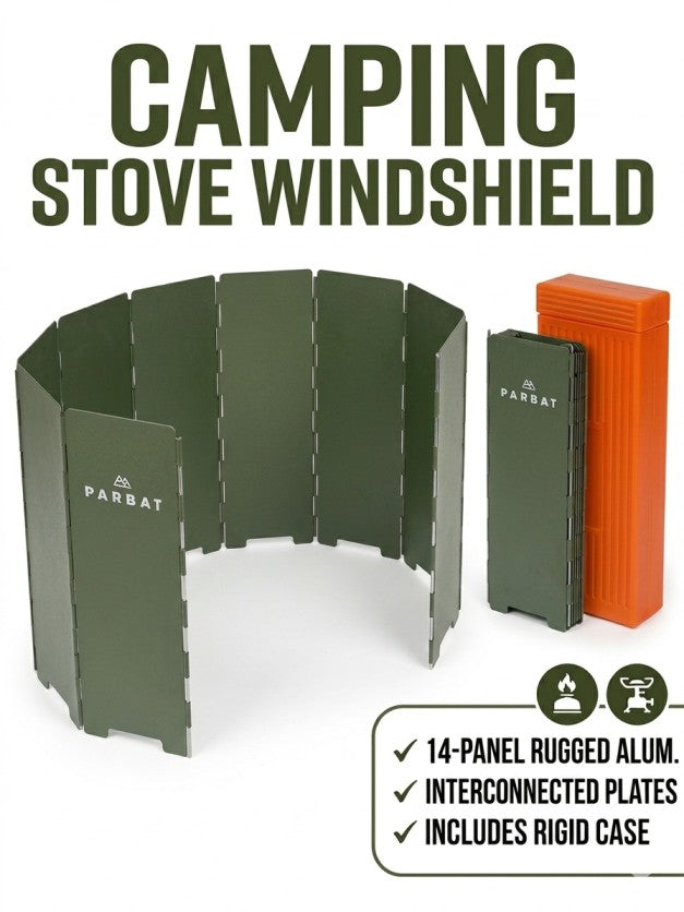 PARBAT Camping Stove Windshield PS323 – Foldable Wind Protection for Outdoor Cooking