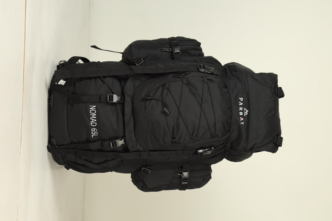 PARBAT - NOMAD 65L - Rucksack Bag (With rain cover) BLACK
